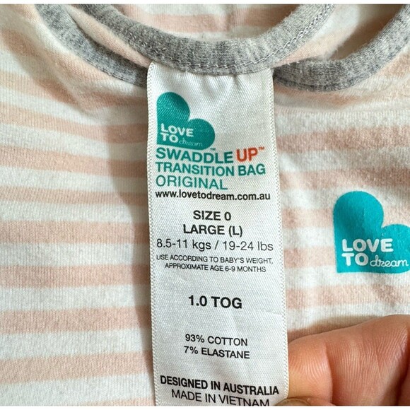 Love to Dream Swaddle UP Transition Bag Pink White L 19-24 lbs TOG 1.0 Zip Wings - Picture 4 of 6